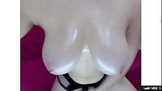 Funny busty Asian China strip and masturbate